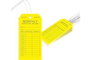 MOOROVGI Monthly Inspection Tags (100-Pack), PVC-Plastic Tear & Water Resistant,Safety Tags with with Wires Attached,Inspection Record Tag for Scaffolds, Ladders, Fire Extinguisher, Inventory, Machinery