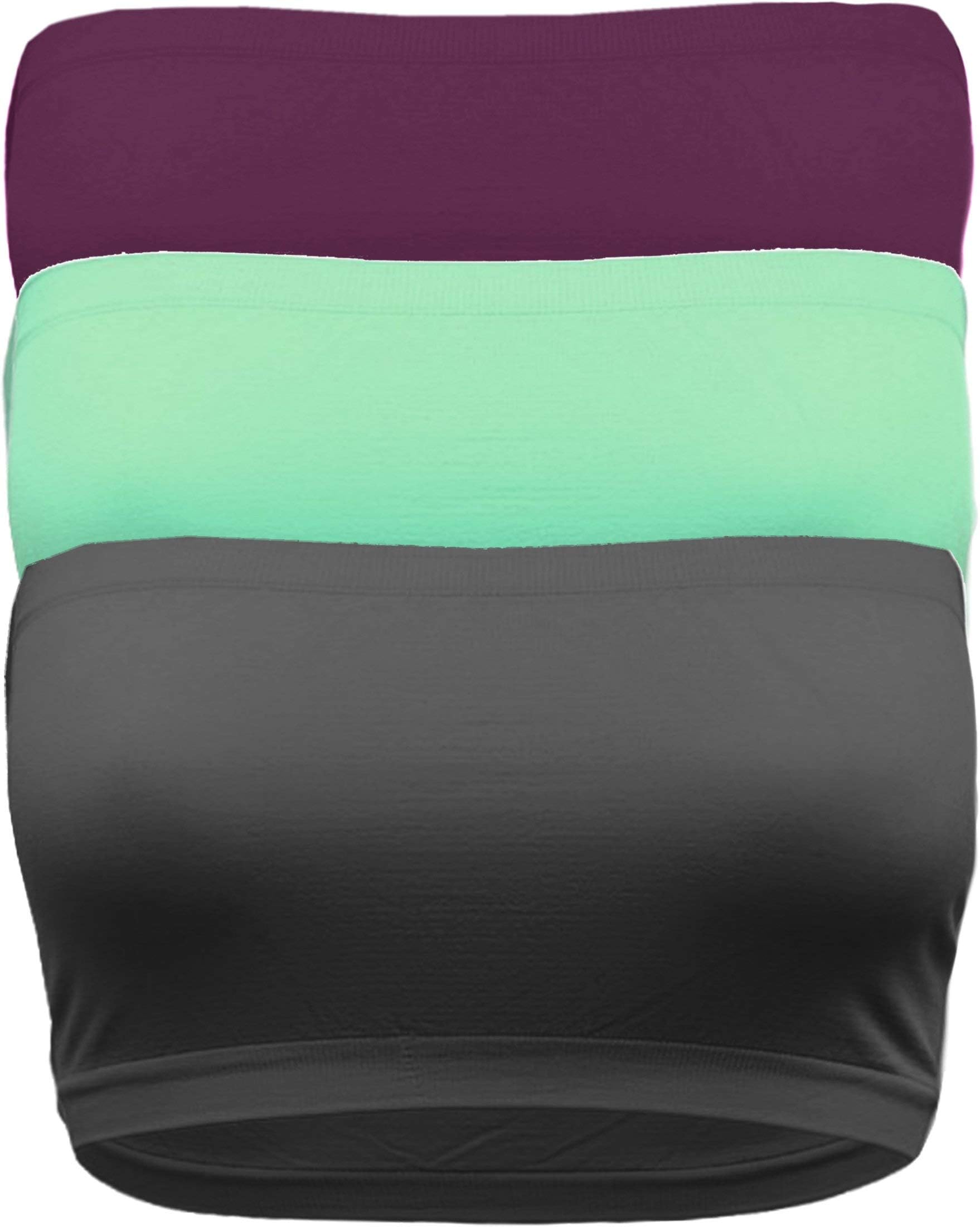 OLLIE ARNES Plus Size Bandeau Bra Tube Top Wirefree Seamless Strapless for Large Bust