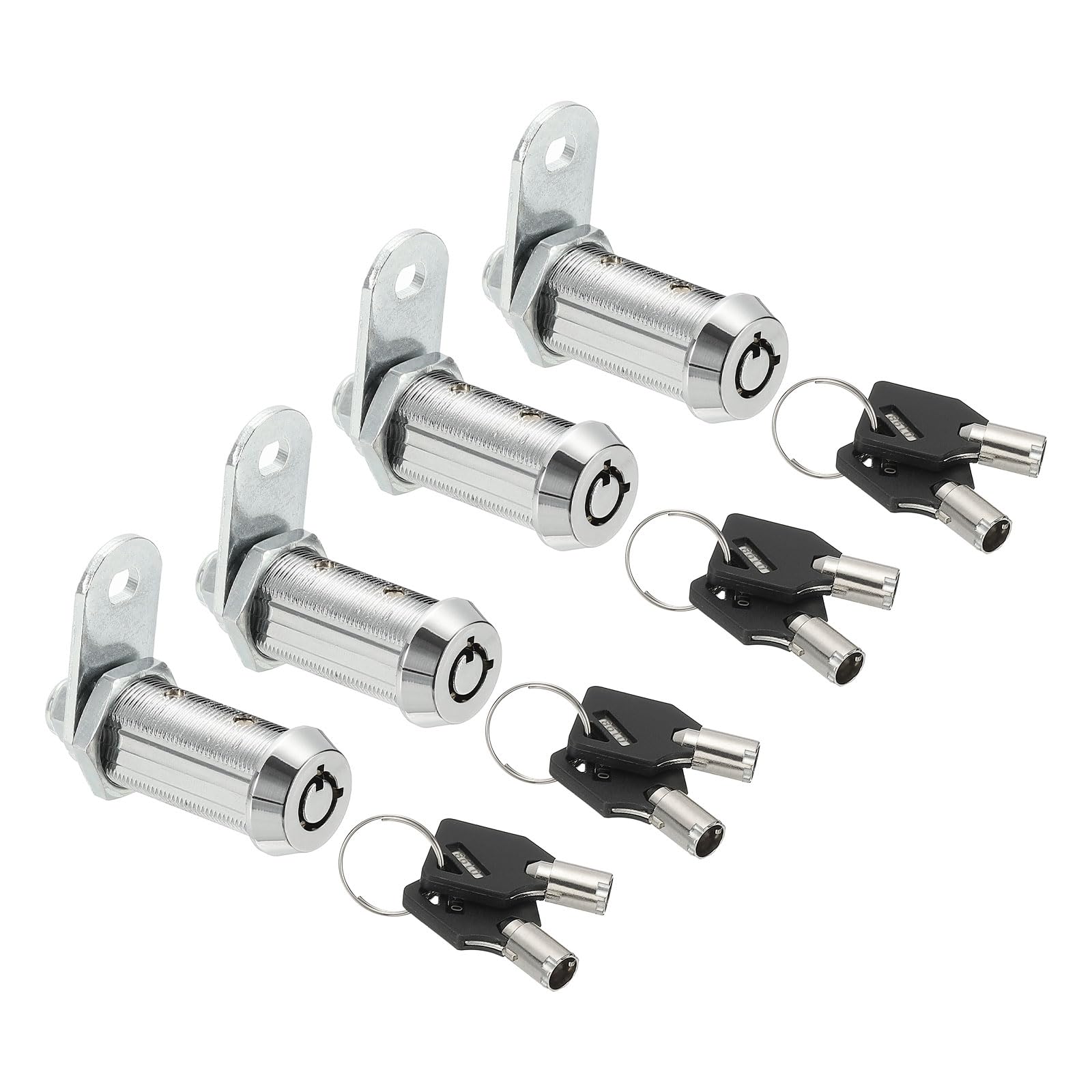 PATIKIL 2.2" Cabinet Lock with Keys, 4 Pack Keyed Alike Cabinet Cam Locks Set Lock Replacement Zinc Alloy Storage Lock for Drawer RV Storage Toolbox, Silver