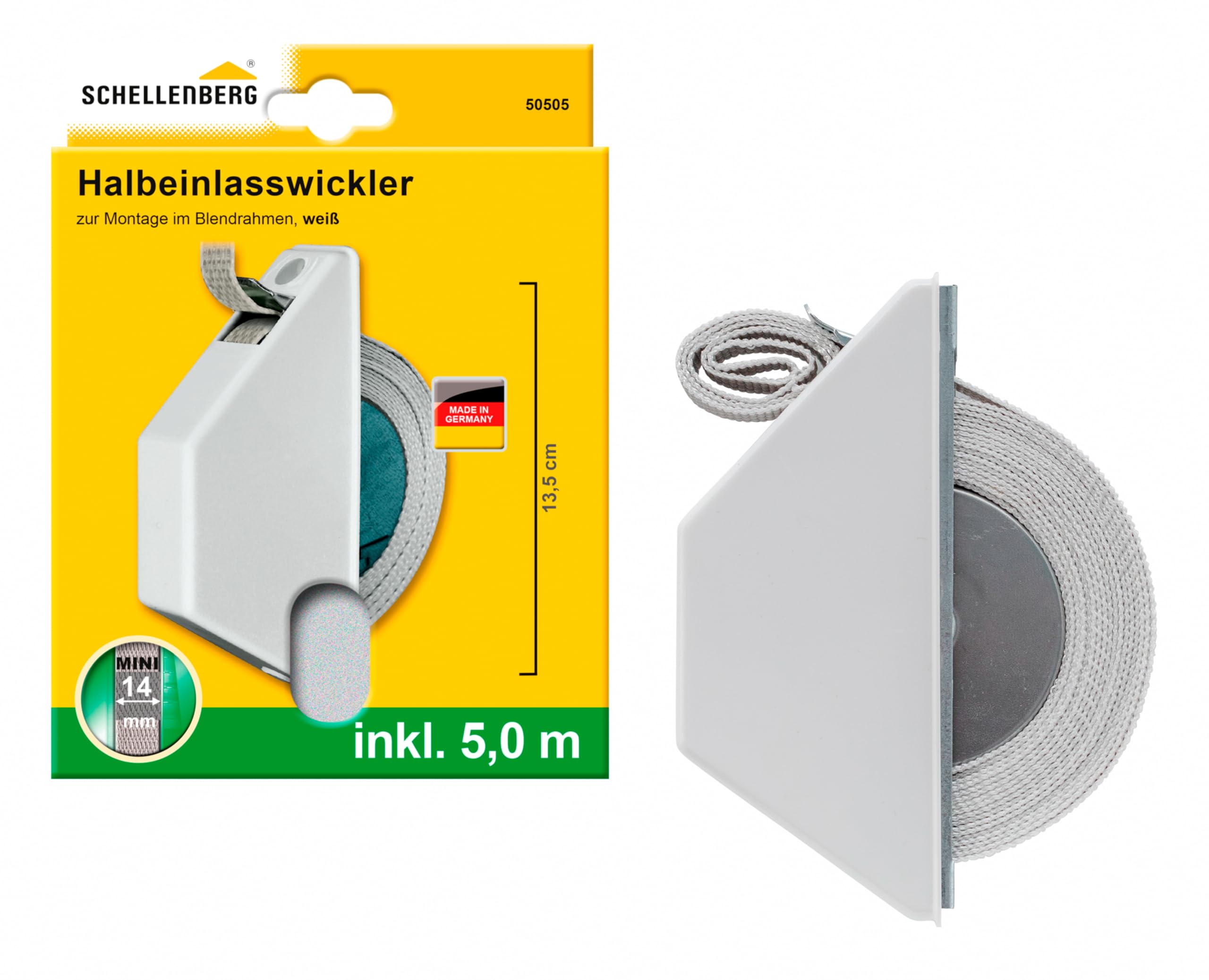 Schellenberg Mini 50505 Half-Intake Belt Winder for Roller Shutters White