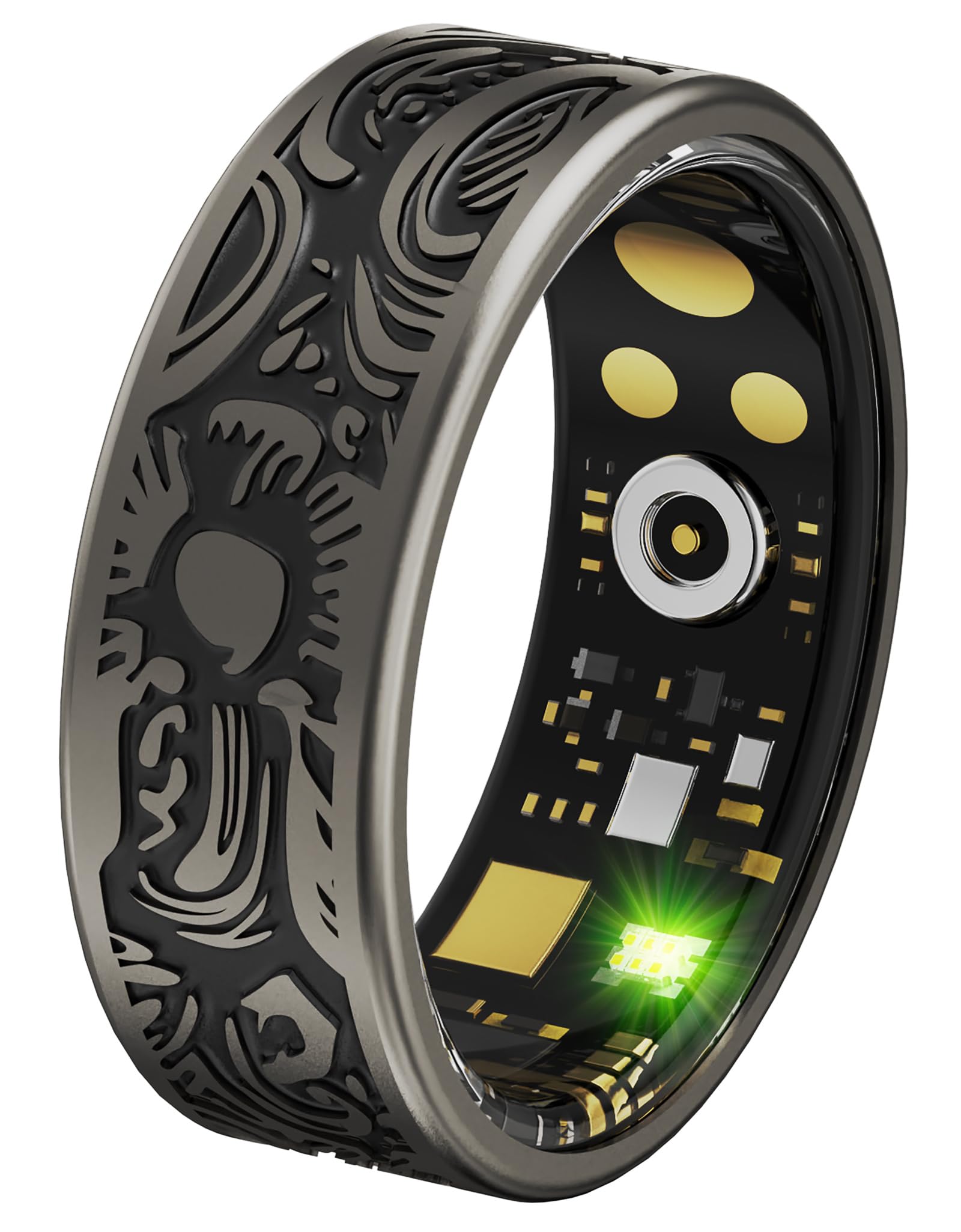 Photo 1 of CNBRO Smart Ring Heart Rate Monitor Sleep Ring Health Rings for Men Women Gothic Rings Punk Smart Rings for Android & iOS Step Counter Calorie Counter Ring