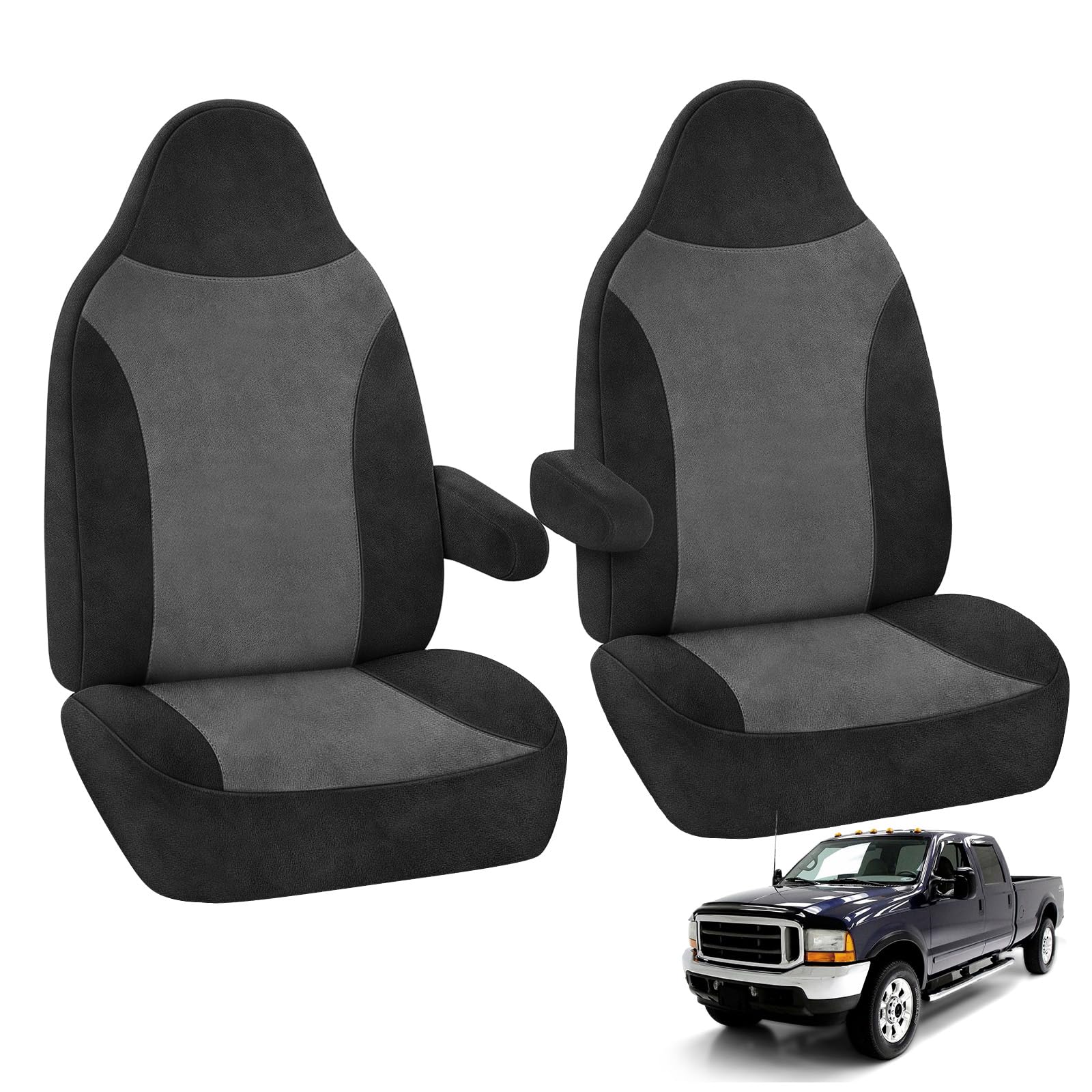 Photo 1 of Front Seat Covers Replace for 1999 2000 2001 Ford F150-550 High Back Captain Chair with Molded Headrests, Soft Dutch Velvet Composite Foam Lining Breathable Seat Cover Cushion