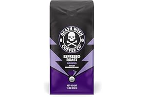 Death Wish Coffee Co., Organic and Fair Trade Espresso Roast Ground Coffee, 14 ounce (Pack of 1)