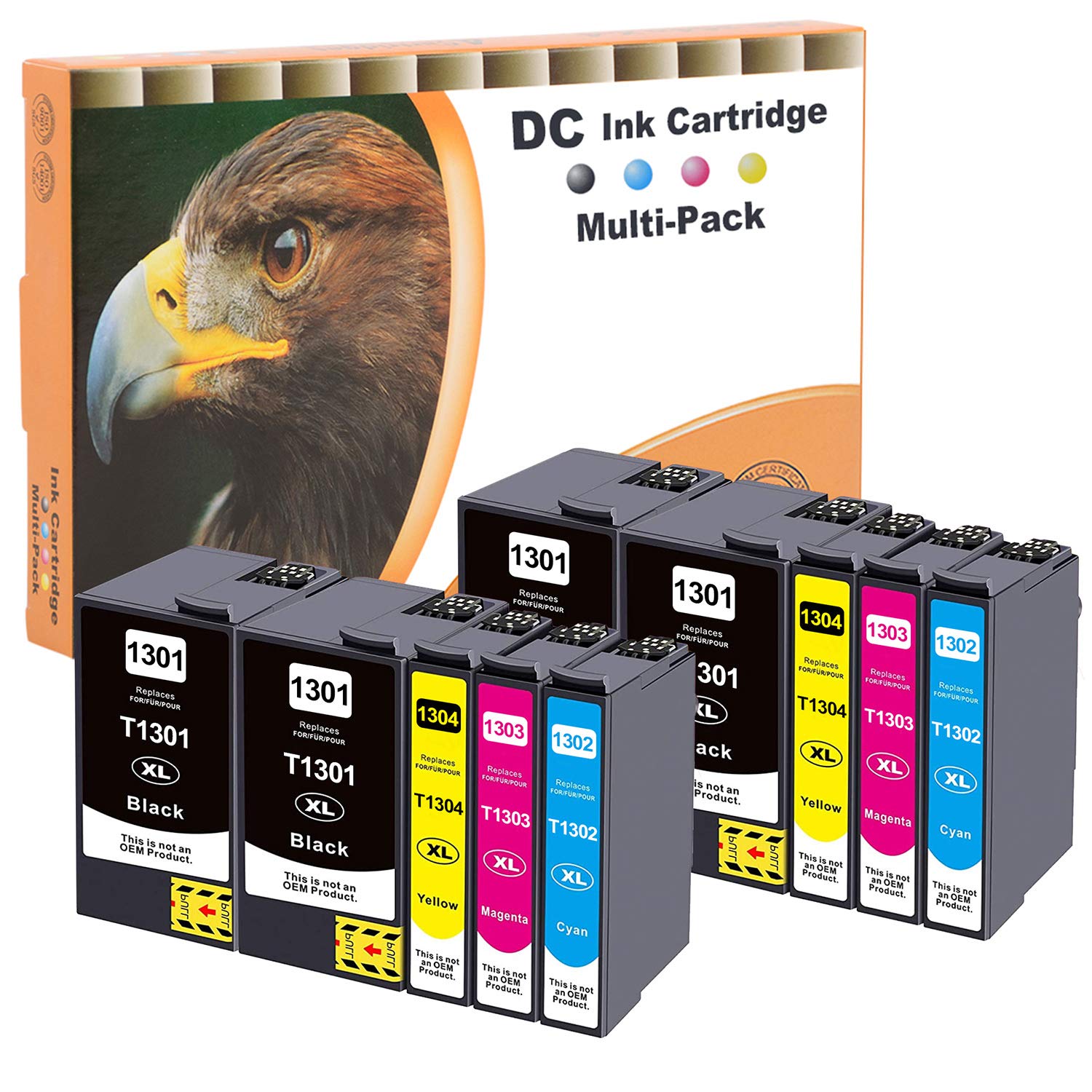 D&C 130 XL Compatible Ink Cartridge Replacement for Epson T1301-T1304 for Epson Stylus B42WD BX-525WD BX-535WD BX-625FWD BX-630FW BX-635FWD BX-925FWD BX-935FWD SX-525WD SX-535WD SX-620FW (10-Pack)