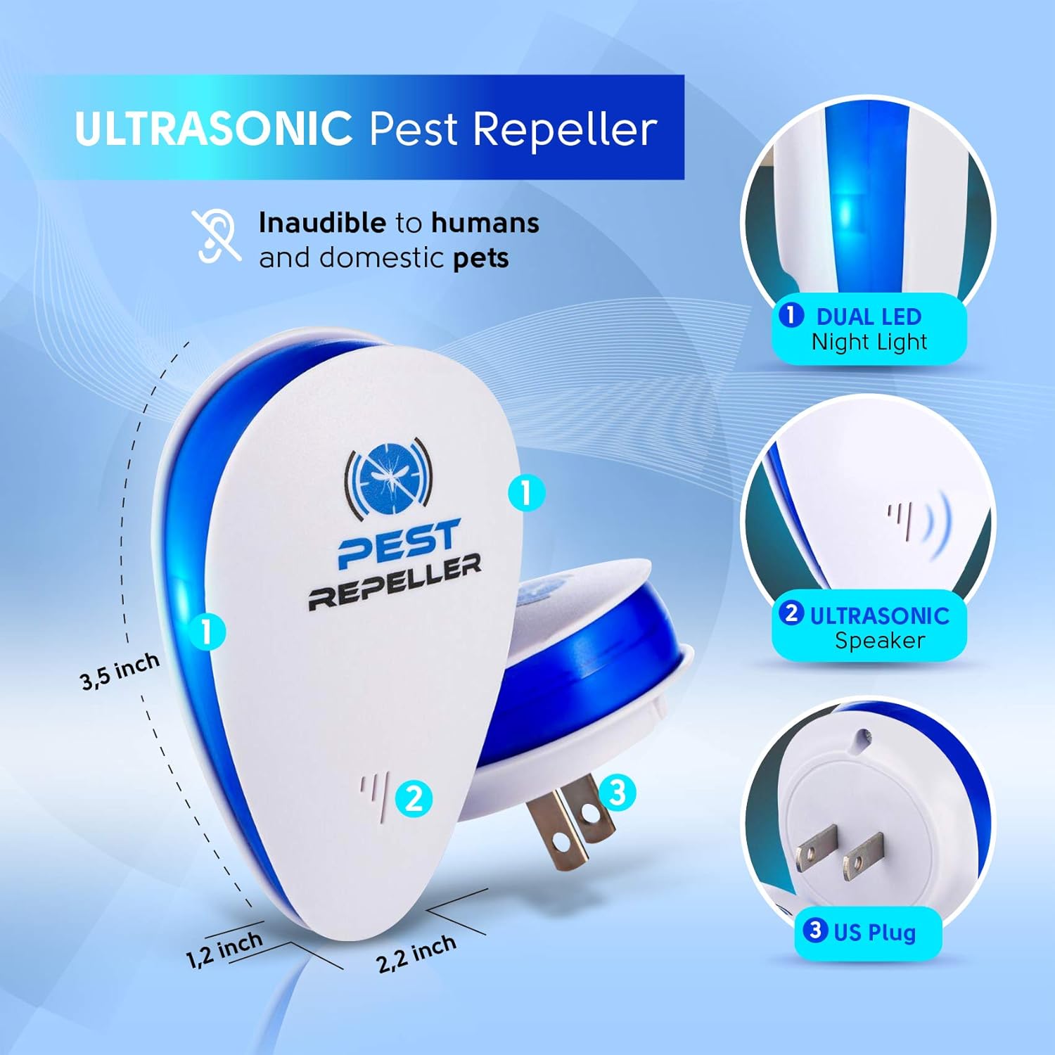 Ultrasonic Pest Repeller 6 Pack, Pest Repellent Electronic Plug in Indoor [2020 Upgraded] Pest Control, for Mice, Spiders, Roach, Mosquito, Flies, Bed Bugs, Safe for Humans and Pets: Health & Personal Care
