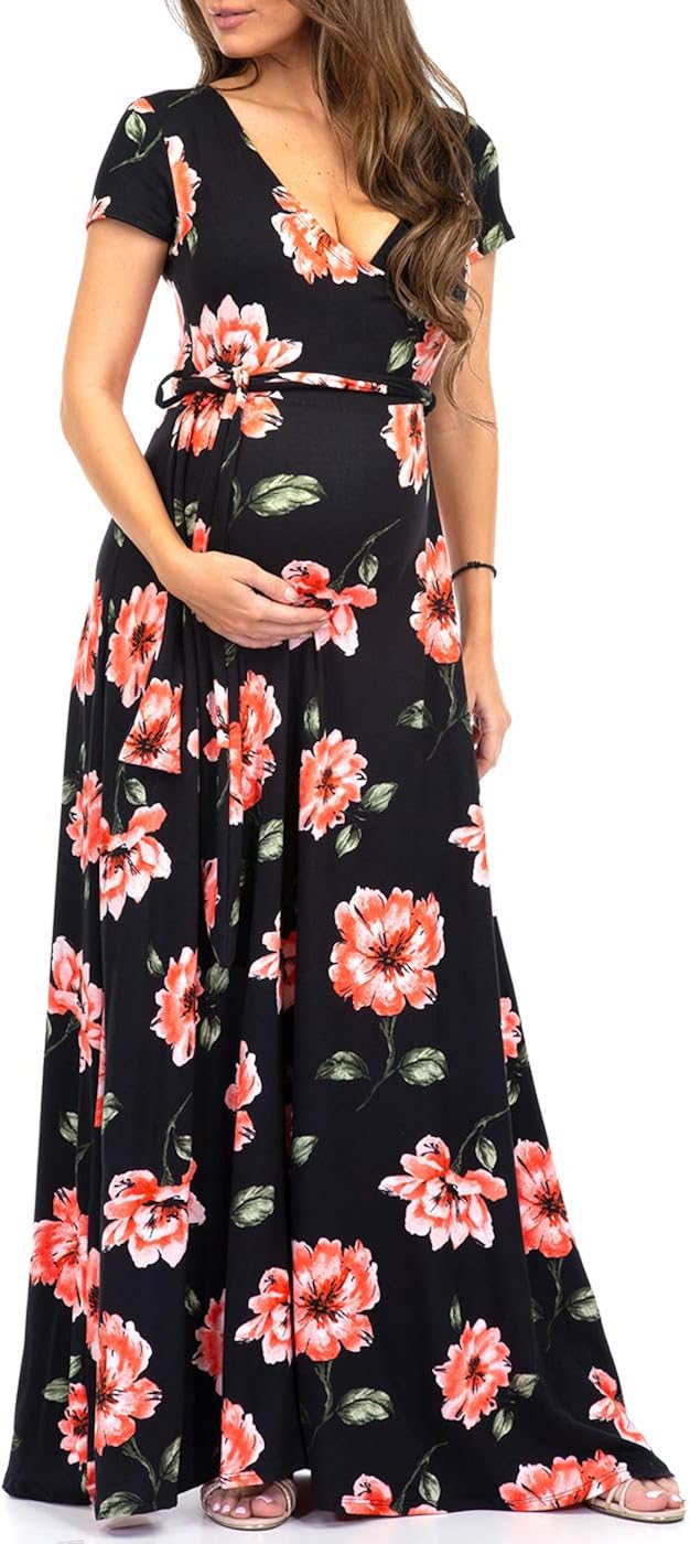 Maternity Short Sleeve Dress with Belt