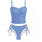 Seamolly Cherry Print Leopard Tankinis - Women’s Bathing Suit Set with Gingham & Bowknot