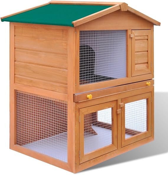 Festnight Gabbia Coniglio allaperto per Piccoli Animali Domestici 4 Porte Legno