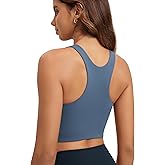 ODODOS Racerback Tank Bra for Women High Neck Non Padded Medium Support Sports Bra Workout Yoga Crop Tops