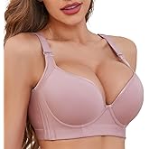 SOLODORO Plus Size Push Up Bra for Women Hide Back Fat Smoothing Bra Seamless Underwire T-Shirt Bra