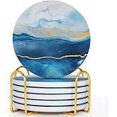 GOH DODD Sottobicchieri In Ardesia Con Supporto, 8 Pezzi Rotondi 10 Cm Fatti A Mano: Eleganti E Antigraffio Per Casa E Bar - 2