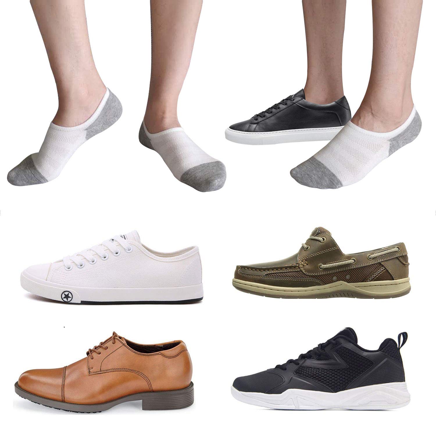 SIXDAYSOX Cotton No Show Socks for Men & Women 8 Pairs Invisible Low Cut with Non Slip Sports Ankle Socks for Trainers, Size 6-11 (8 Pairs Mix3, US Size 6-11/ EU Size 37-46)