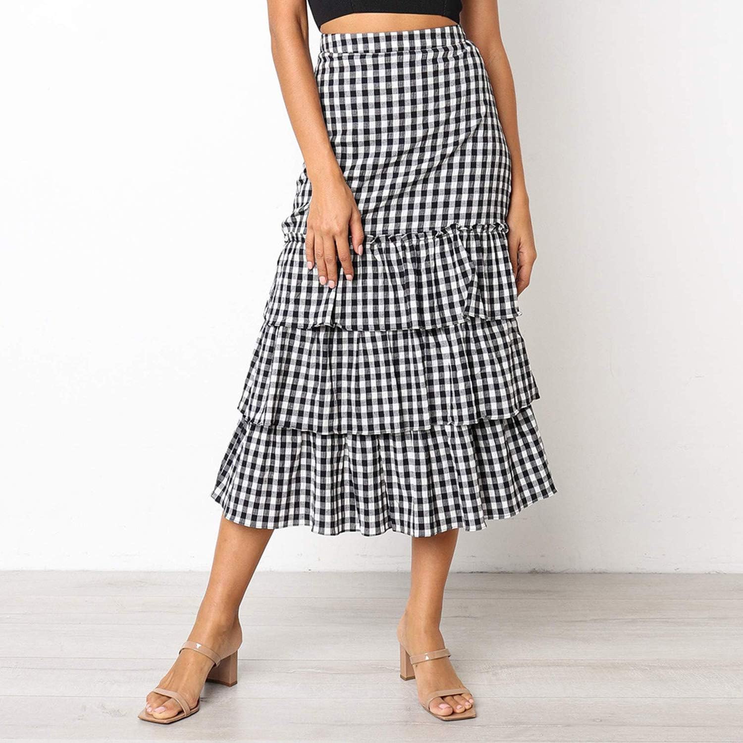 plus size plaid maxi skirt