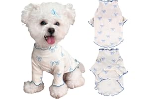 Yoolhamy Small Dog Clothes Extra Small Dogs Spring Summer Dress Cute Soft and Breathable Outfits for Female Chihuahua Shih Tzu Yorkshire Puppy Cats (Blue, Small)