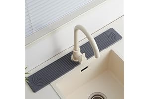 FATILIN Stone Faucet Mat for Kitchen Sink，Super Absorbent Diatomite Fast Drying Stone and Bathroom Stone Tray for Counter Quick Drying Splash Guard,Prevents Moisture Buildup Sink(Dark Grey,23.6" x 3.9")