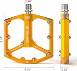 GEWAGE 3 Bearings Flat Pedals 9/16 CNC Aluminum Orange Road Mountain view 6