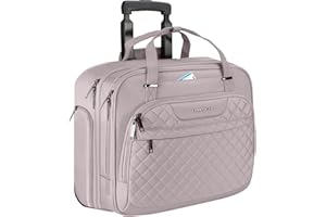 EMPSIGN Rolling Laptop Bag Women with Wheels, Rolling Briefcase for Women Fits Up to 15.6 Inch Laptop Briefcase on Wheels, Wa