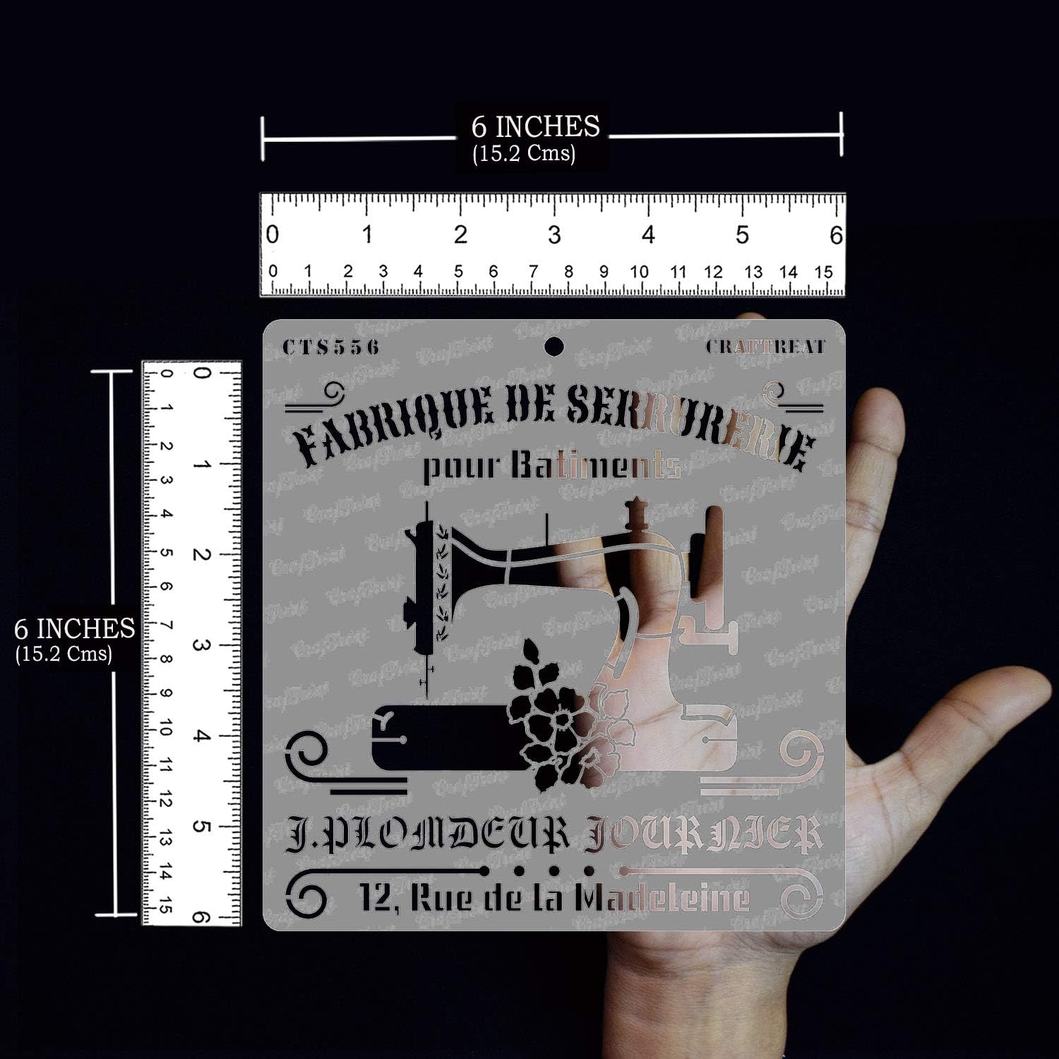 CrafTreat Reusable Sewing Stencils for Painting on Wood Canvas, Paper, Fabric, Floor, Wall and Tile, Fabrique -6x6 Inch - Image 4