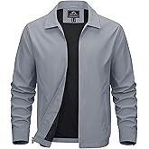 MAGCOMSEN Men's Lightweight Jackets Full Zip Up Light Coat Laydown Collar Jacket Casual Windbreaker Jacket with Zip Pockets