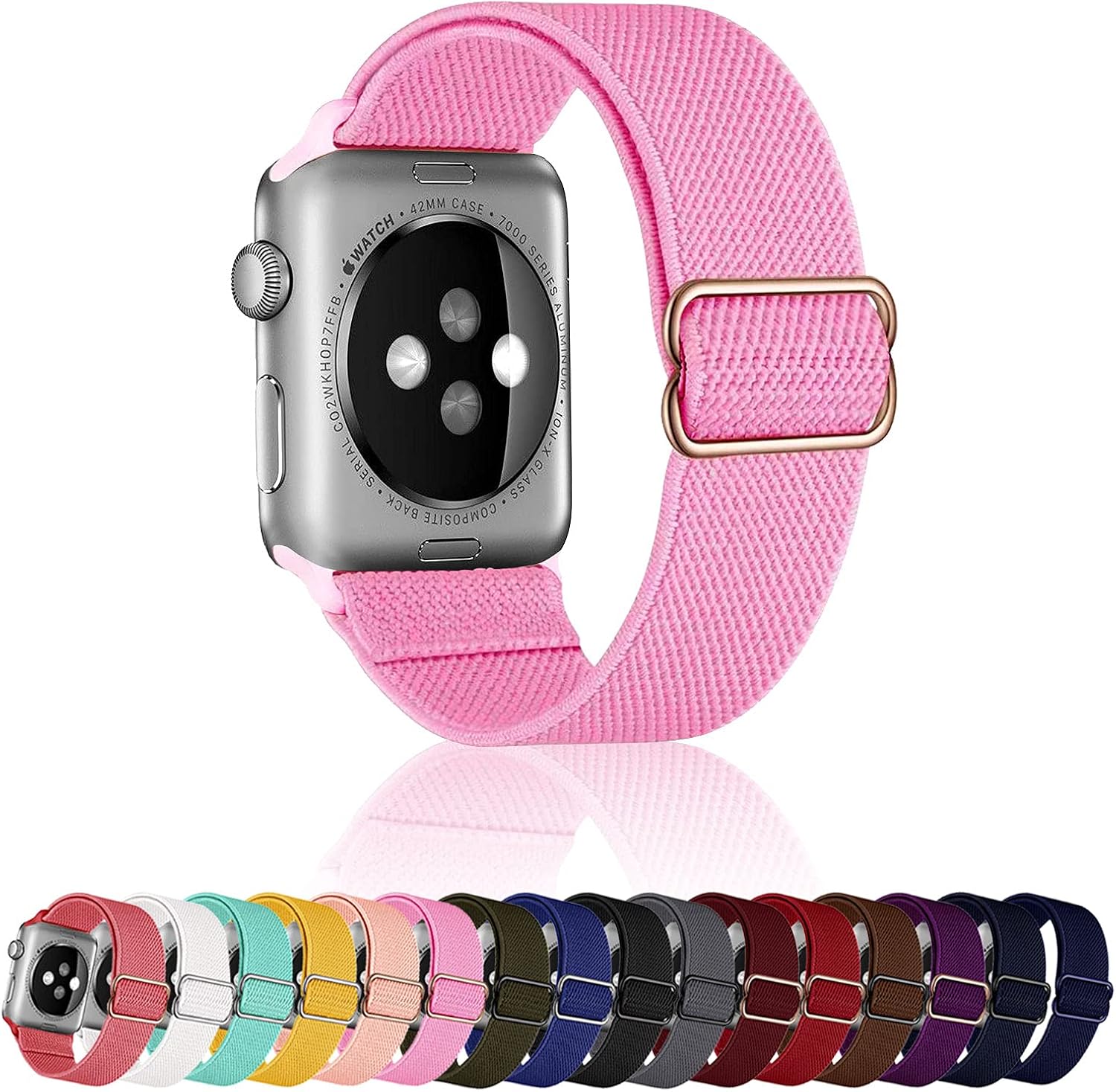 SACRONS Stretchy Nylon Solo Loop Compatible with Apple Watch Bands 38mm/40mm,42/44mm,Adjustable Braided Sport Elastic Nylon Wristband for i-Watch Series 6/SE/5/4/3/2/1