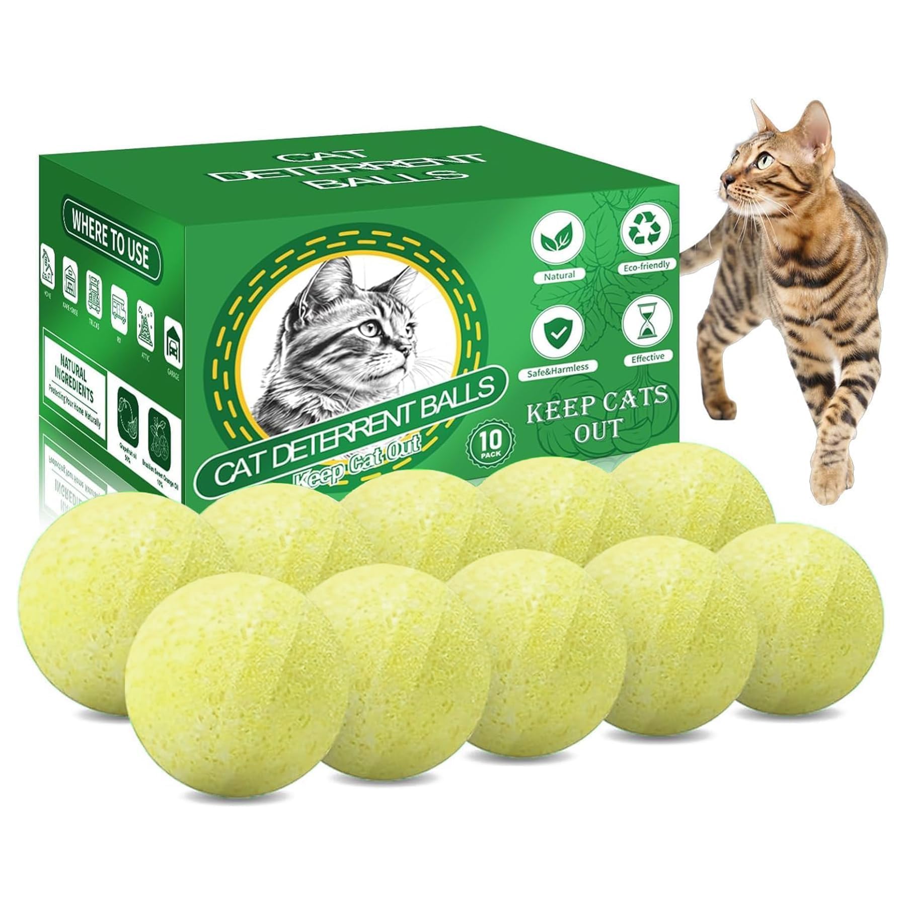 Photo 1 of 10Pack Cat Repellent Outdoor & Indoor: Natural Cat Deterrent Essential Oils Ball-Natural Extract Essential Oil, Anti Cat Scratch for Furniture, Keep Cats Off Yard Garden Lawn Plants Trash Can (10Pcs)