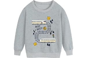 Tkria Boys Sweatshirt Monster Truck Train Toddler Sweater Cotton Long Sleeve Shirt Pullover 1-7T