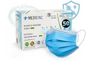 Medicinc 4-Ply Disposable Masks -| Breathable Face Mask with Soft Ear Loops and Nose Wire | Lightweight and Comfortable Fit