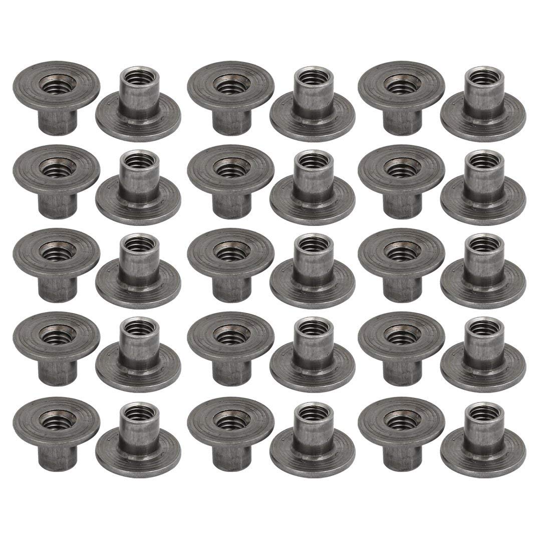 MroMax 30PCS Tee Nut,Carbon Steel Round Base ThroughHole Insert Tee