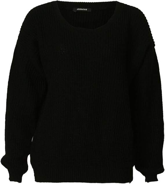 Womens Long Sleeves Knitted Baggy Style Oversize Plain Jumper Sweater