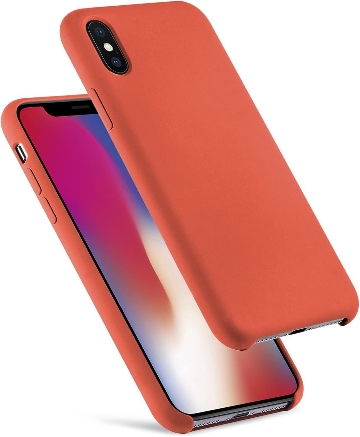 iPhone X Case, MegaShopping Soft Liquid Silicone Protective Cover Case ,Gel Rubber Anti-Scratch Shockproof for Apple iPhone X/10 5.8inch (Apricot Orange)