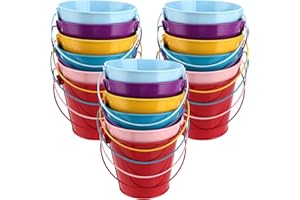 MUKLEI 18 Pack Small Metal Buckets with Handle, 4.7" x 4.1" Colorful Galvanized Pail Easter Buckets for Easter, Party, Candy,