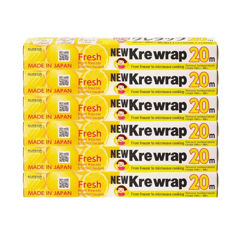 KUREHA Krewrap Plastic Cling Wrap, Pack of 6, 65 sq