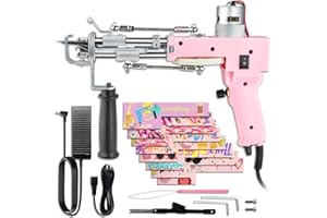 ARTUFTING Tufting Gun 2 in 1 Cut Pile Loop Pile Rug Gun Machine Starter Kit Rug Tufting Kit Electric Tufting Gun Carpet Weaving Flocking Machine, includes 10 Tufting Gun Skin Stickers, 100-240V (Baby Pink)
