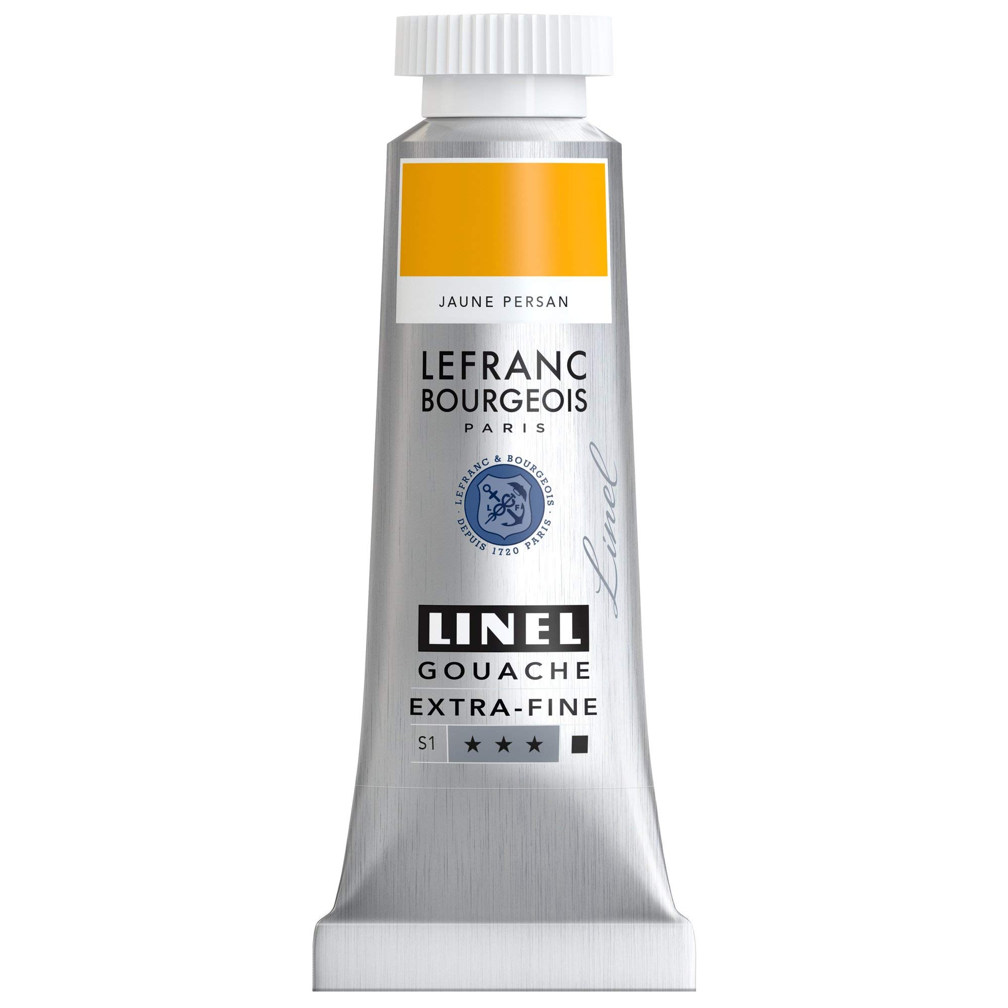 Lefranc Bourgeois 301163 Linel Gouache Extra Fine and Smooth Watercolours with Maximum Colour Intensity, Luminosity for Streak-Free Application, 14 ml Tube - Persian Yellow