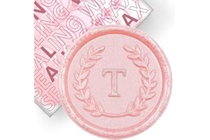KANOO 50Pcs Pink Letter T Adhesive Wax Seal Stickers, Hand-Made, No Need Seal Stamp, Tear and Use Wax Stickers for Wedding Invitations, Envelopes, Christmas Gift
