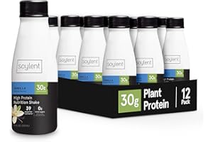 Soylent Complete Protein Shake, Vanilla, 30g Protein, Vegan, Dairy Free and 0g Sugar, Ready to Drink Protein Drinks, 11oz (12 Pack)