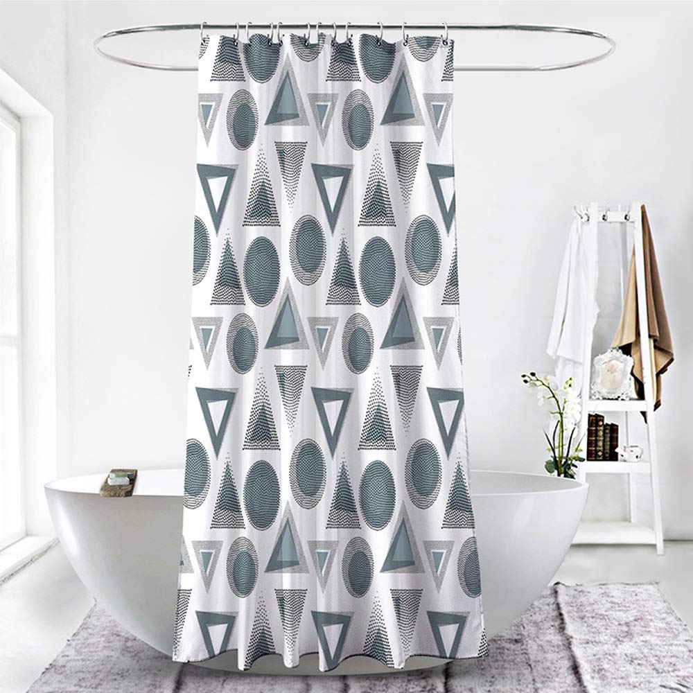 180 180cm Haute Qualité Motif Géométrique Bleu Gris Rideau