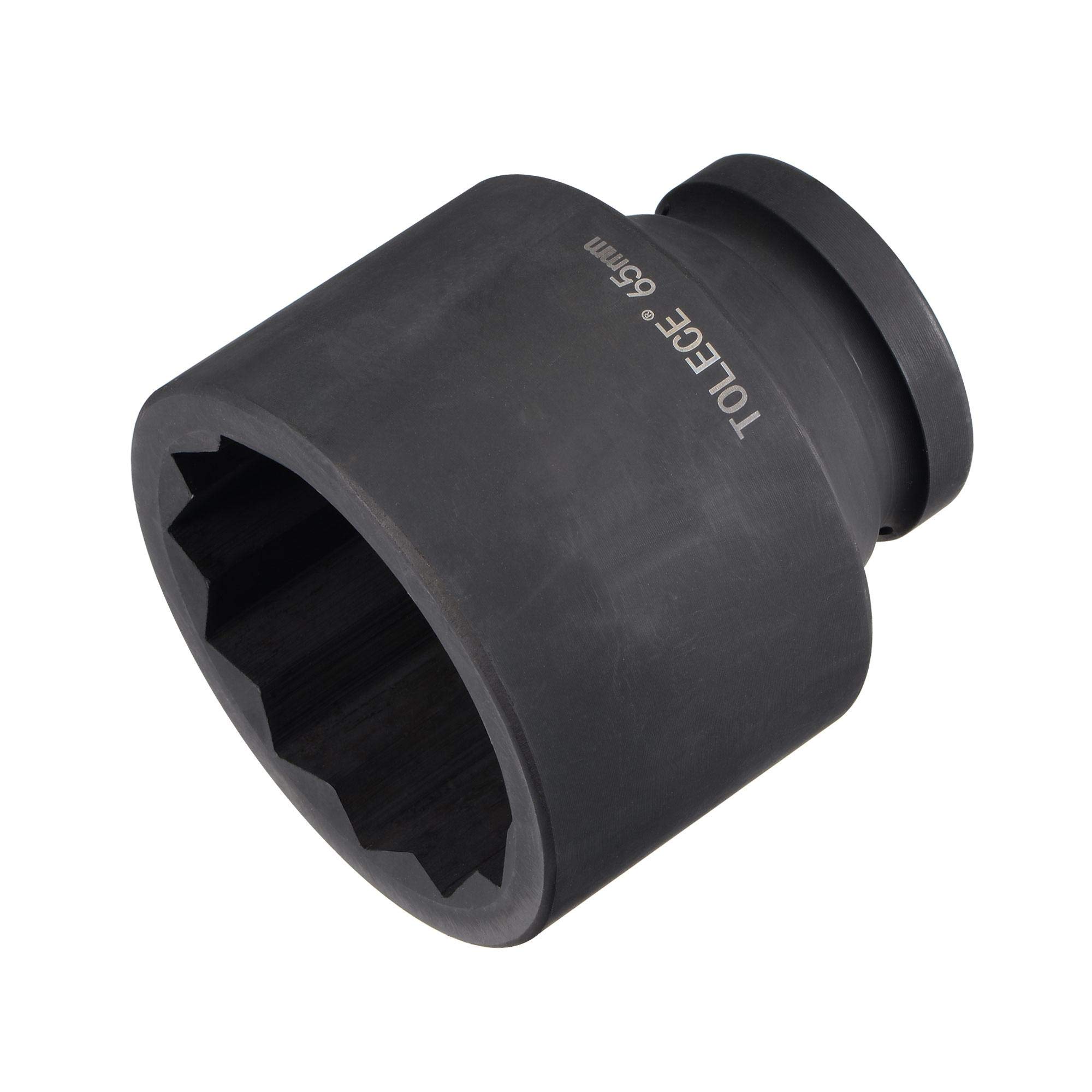 sourcing map 1-Inch Drive 65mm 12-Point Impact Socket, CR-MO Steel 97mm Length, Standard Metric Sizes