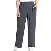 Pintage Women's Petite Short Length Lounge Pants Soft Ribbed Knit PJ Pants