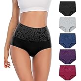 ANIWAYI Cotton Underwear for Women High Waisted Tummy Control Panties Full Coverage Comfortable Ladies Briefs 5 Pack
