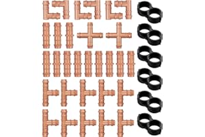 Gardrip 36 Pieces Drip Irrigation Kit：Drip Irrigation Parts for 1/2 Inch Drip Irrigation Tubing with 17mm 0.600" ID Drip Barbed Connectors Including 12 Couplings 10 Tees 6 Elbows 6 Plugs 2 Crosses