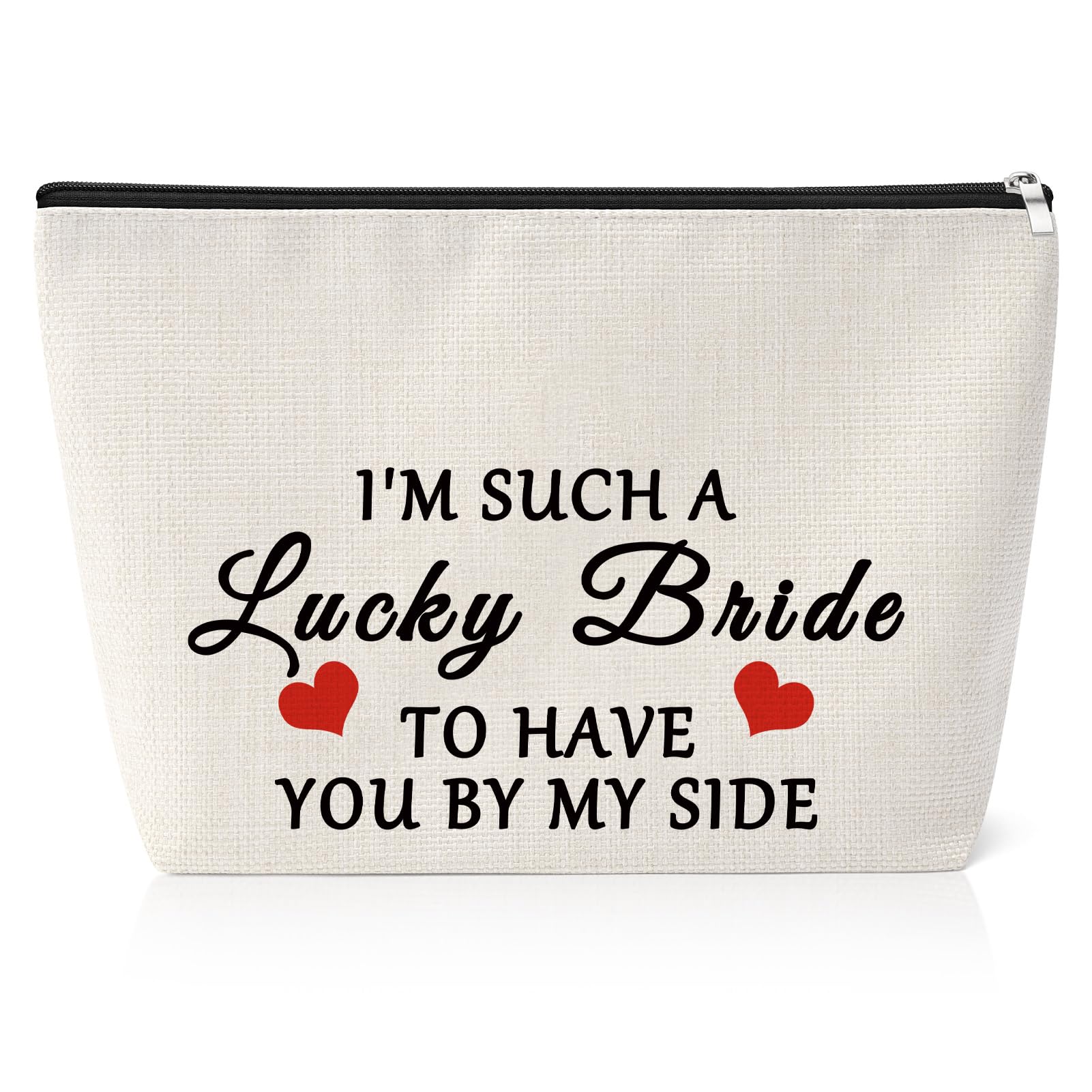 Bridesmaid Makeup Bag for Women Maid of Honor Gift from Bride Wedding Gifts for Sister Besties Friends Bridal Shower Gift Double Side Canvas Makeup Cosmetic Bag Travel Pouch