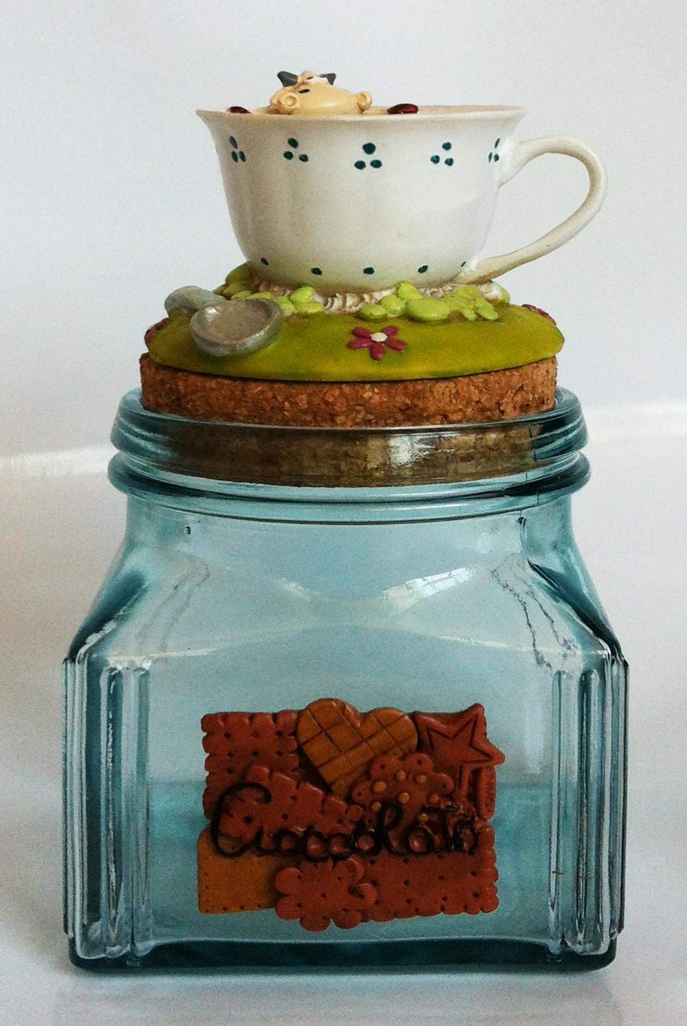 Paul Clear Cow Alice Cocoa Storage Jar, Glass/Marble/Cork, Multi-Colour, 10 x 10 x 19 cm, 2 Units