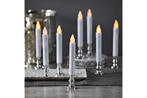 LampLust Christmas Window Candles with Silver Holders - 8 Pack, Suction Cups, Remote & Batteries Included, Flickering LED Lights, 4/8 Hour Timer, Flameless Christmas Candles for Holiday Window Decor