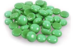 SHINY STONE High Luster Reflective Fire Glass Marbles Beads,Glass Pebbles Gravel Stones,Vase Fillers Beads Make-up for Aquarium Succulent Garden Decoration,17-19mm(2/3''-3/4''),335g/0.78lbs (China Green)