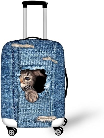 Hysenm Housse De Protection Pour Valise 55 61cm 22 24 Pouces Zippe Elastique Resistant Couverture Bagage Voyage Animal Chat Triste M Amazon Fr Cuisine Maison