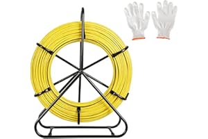 6mm x 500FT Fiberglass Fish Tape, Duct Rodder Fish Tape Wire Puller, Fiberglass Rodder with Durable Steel Reel Stand, Heavy-D