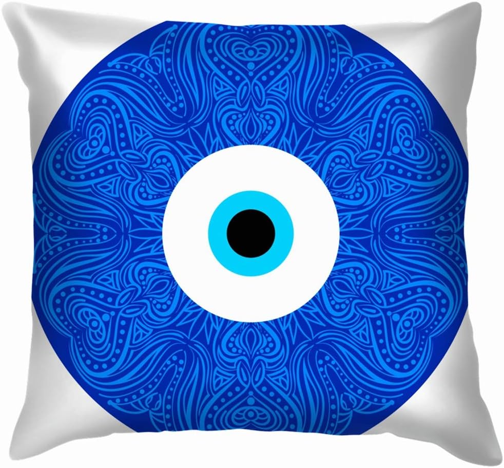 Turkish Evil Eye Mandala Greek Vintage Throw Pillows Covers Accent Home Sofa Cushion Cover Pillowcase Gift Decorative 16X16 Inch