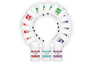 CIZTADA 15 Pack pH Calibration Buffer Powder with 250 ml Sealed Bottle, pH 7.00, pH 4.00 and pH 10.01 Calibration Solution Powder Kit, pH Calibration Packets for pH Tester/Pen/Meter