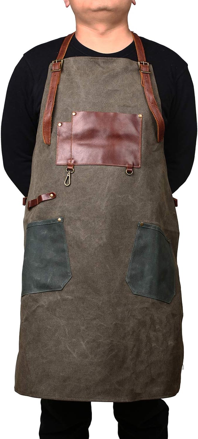 HIGBRE Canvas Tool Aprons for Men with Pockets Vintage